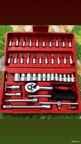Kit De Ferramentas 46/40 Peças Jogo De Soquetes Chave Catraca Reversível Com Maleta