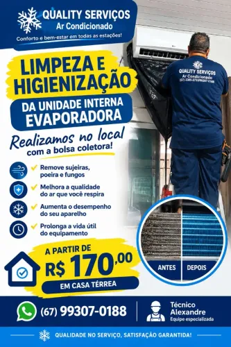 Limpeza higienização de ar condicionado split em Campo Grande Ms