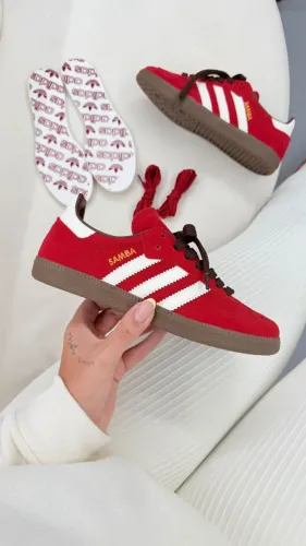 Tênis Adidas Samba OG Sintético Prime Feminino Solado TR / 2 Pares de Cadarço Cherry Brown