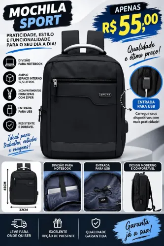 ? MOCHILA SPORT - APENAS R$ 55,00!