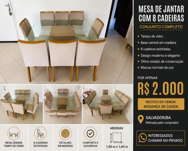 Mesa de Jantar 8 cadeiras