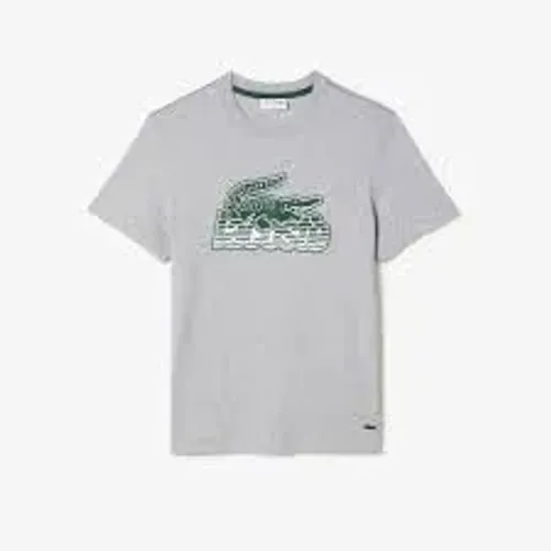 Camiseta Lacoste Masculina Cinza - Crocodilo Logo Verde
