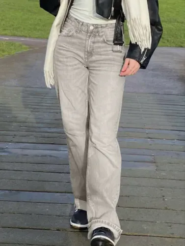 Calça Jeans Cinza Nova Cintura Baixa 