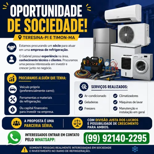 OPORTUNIDADE DE SOCIEDADE / assistência técnica em refrigeração 