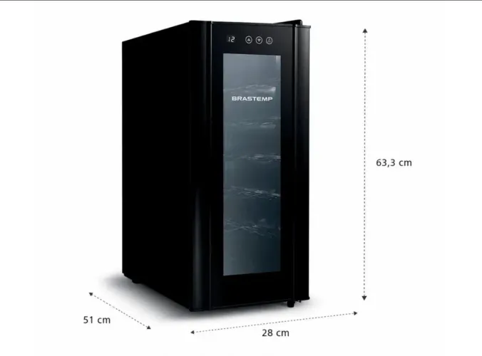 Adega Brastemp para 12 garrafas Preto iluminação LED com painel eletrônico