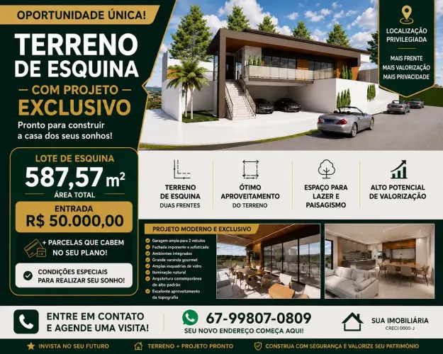 Terreno de esquina com ótima localização