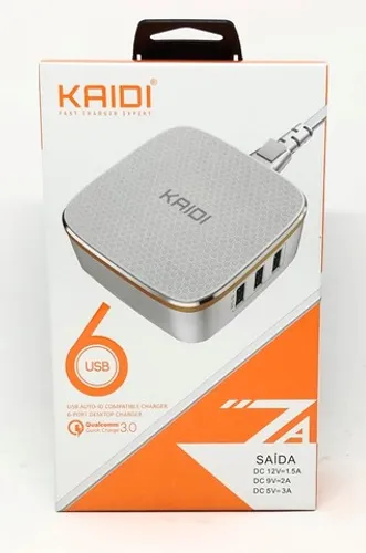 Carregador Celular 6 Portas Usb Carga Rápida Quick Charge 3.0 35w Novo na Caixa