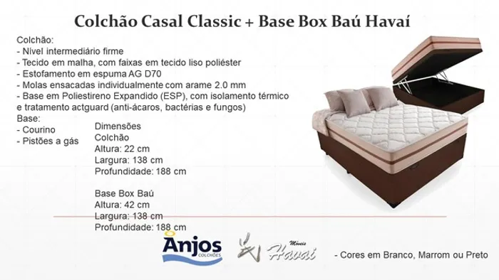 Quarto cama colchão base baú casal