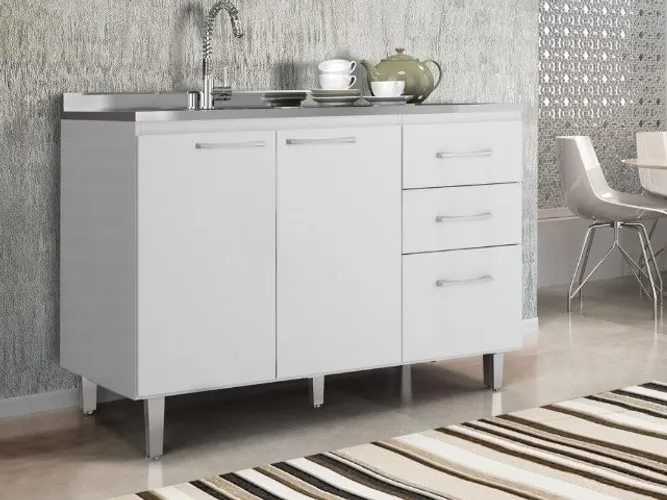 Balcão Áustria para pia 1,18 Branco Frete Grátis - Até 12x  