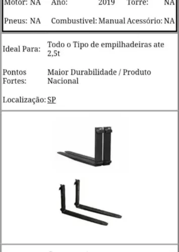 Garfos De Empilhadeiras Na FT VEM Pra cá Alongadores e Garfos