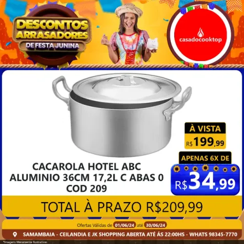Cacarola hotel abc aluminio 36cm 17,2l c/ abas