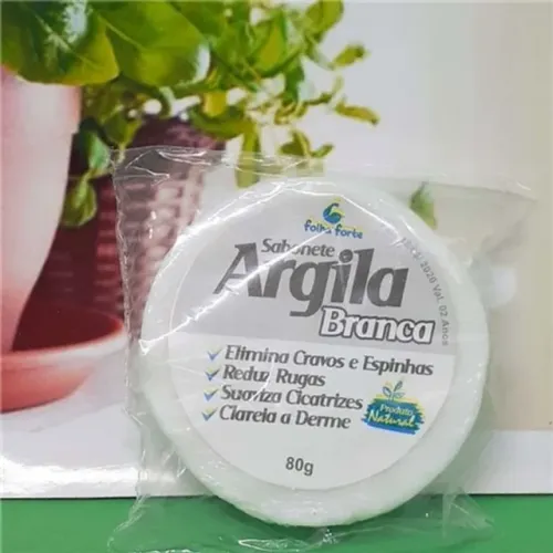 Sabonete Barra Argila Branca  80g Folha Forte Promoç