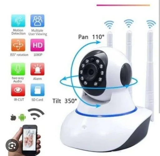 Camera wifi interna 3 Antenas com áudio e app celular