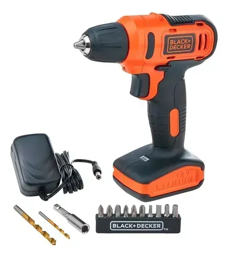 Furadeira e Parafusadeira 10mm Black Decker Modelo LD12SC Kit com 13 Acessórios Bivolt