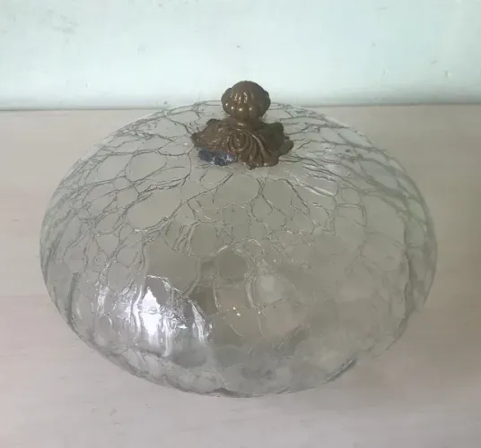 Vidro Lustre antigo redondo trabalhado para teto