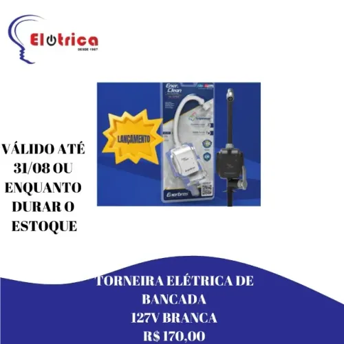 Torneira Elétrica 127v e 220v Branca ou Preta de Bancada e Parede