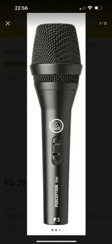 Microfone AKG P3 S dinâmico  cardióide preto