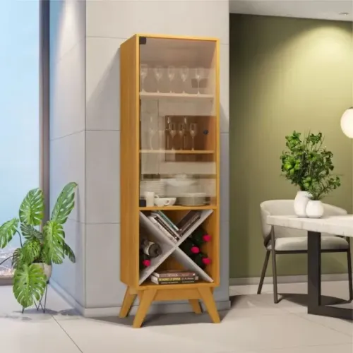 Cristaleira Porta Vidro Com Adega Pés Palito. Produtos Novos Direto da Fábrica P/Sua Casa.