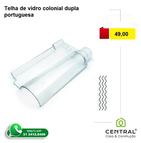 Telha de vidro colonial dupla portuguesa 