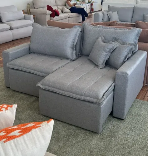 Sofá Modular 1,80 MT Linho Cinza ou Bege Super Confortável 