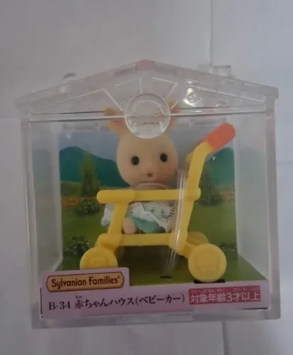 Sylvanian families - bebê coelho com carrinho de bebe
