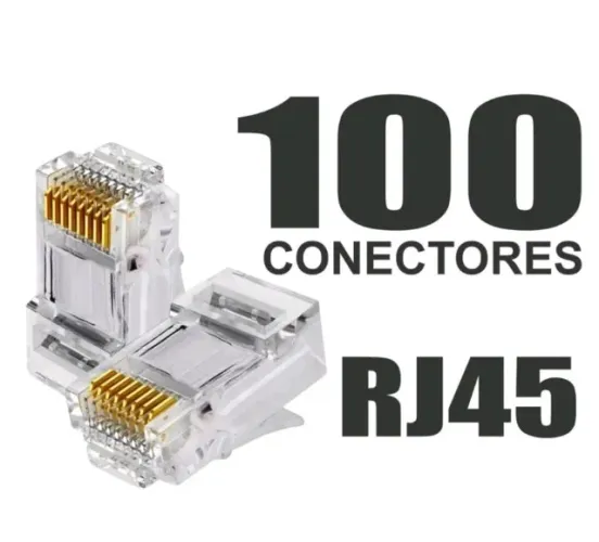 Conector RJ45 para cabo de rede e CFTV par trançado - 100 unidades