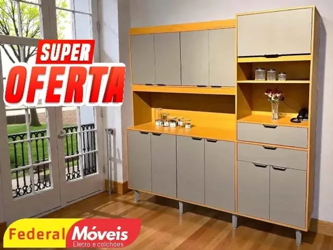 ARMARIO DE COZINHA CINZA 200cm (NOS CHAME NO WHATSAPP)