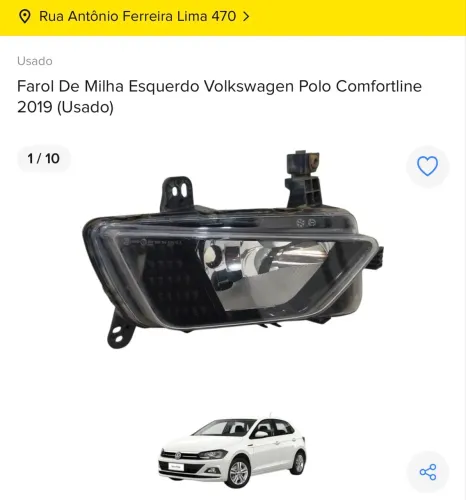 FAROL DE MILHA ESQUERDO VOLKSWAGEN POLO COMFORTLINE 2019 