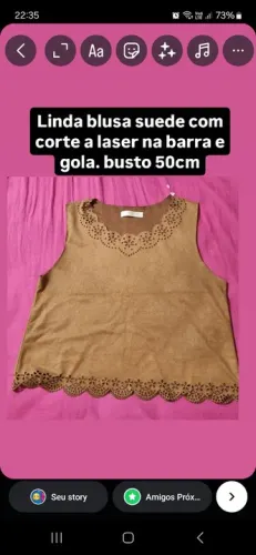 Blusa suede com corte a laser e blusa listrada