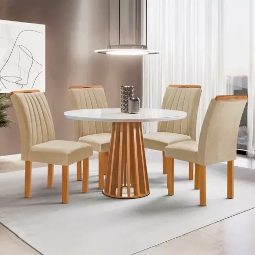 Mesa de Jantar Base Ripado 4 Cadeiras s544