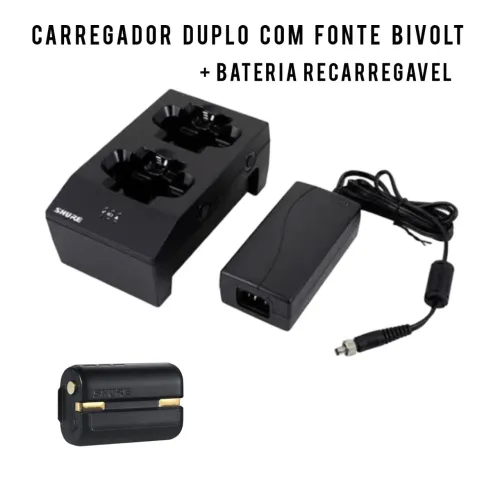 Carregador Duplo + 1 Bateria / Original Shure Para SISTEMAS ULXD
