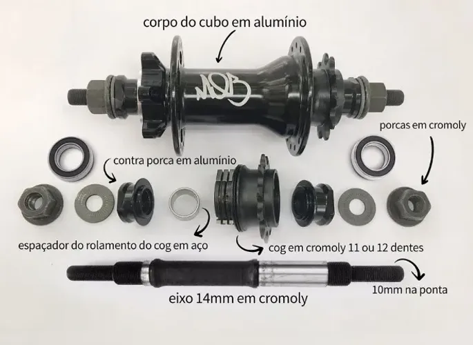 CUBO MOB CASSETE MTB SINGLE SPEED - WHEELIN 32 FUROS COM COG DE 11 OU 12 DENTES