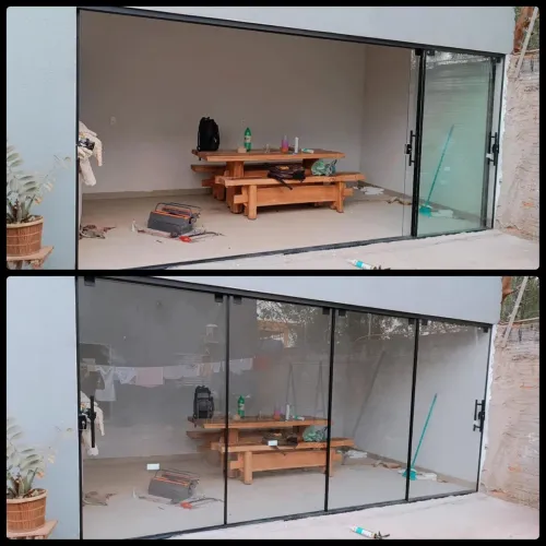 Portas de vidro deslizantes para área externa
