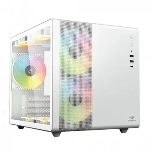 Gabinete Gamer C3Tech Aquarius, MiniTower, Vidro Temperado, M-ATX, White, S/ Fonte, S/Fan 