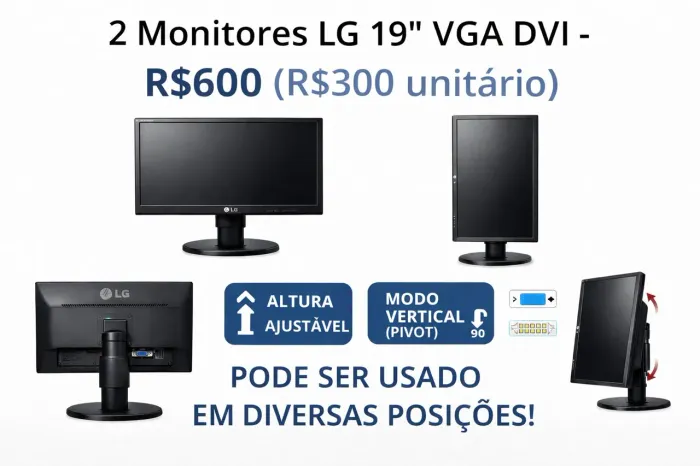Monitor LG 19" VGA DVI - R$150