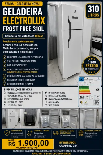 Electrolux TF39, Frost Free, duplex, 310 litros, na cor branca e 127 V