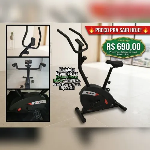 Bicicleta Ergométrica MAX-V Semi-Nova (8 Meses de Uso) + Banco Conforto + Painel 100%