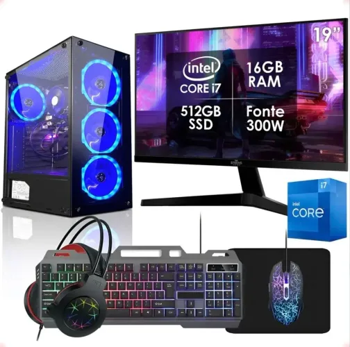 Computador Gamer Intel Core i7 16GB SSD 512GB, novo montei pra vender!!!!!