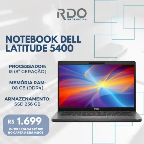 Notebook Dell Latitude 5400 i5 8ª Geração 8GB RAM SSD 256GB - Notebook pronta para uso