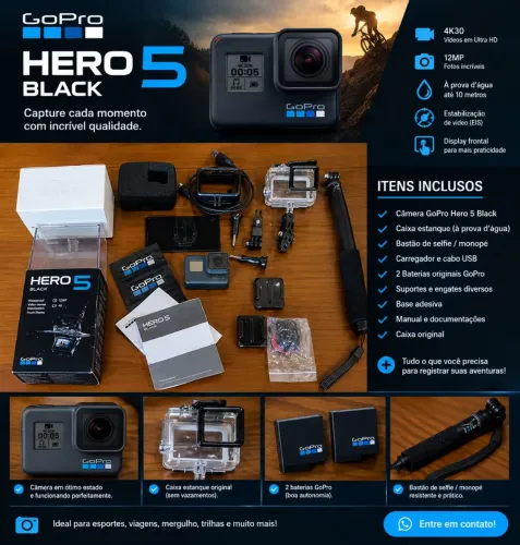 Gopro Hero 5 Black + Acessórios