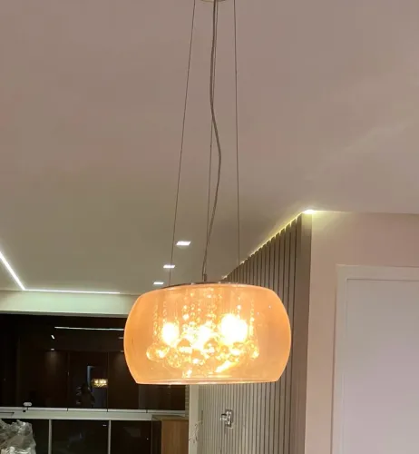 Lustre Pendente de Cristal Âmbar - Novo, Nunca Usado