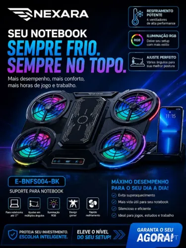 Suporte para notbook, com coolers de refrigeraçao