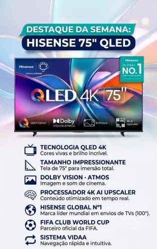 SMART TV 4k 75 HISENSE ULTRA HD 75Q6QV QLED