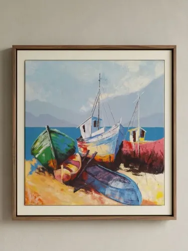 Pintura Original: Barcos em Florianópolis (Acrílico sobre Tela)