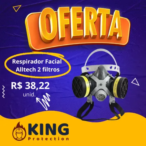 RESPIRADOR FACIAL 1/4 P/ 2 FILTROS ALLTEC 2002 VO/GA CA 33596