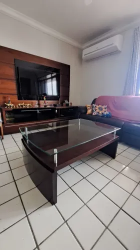 Mesa de Centro em Madeira, Ferro e Vidro