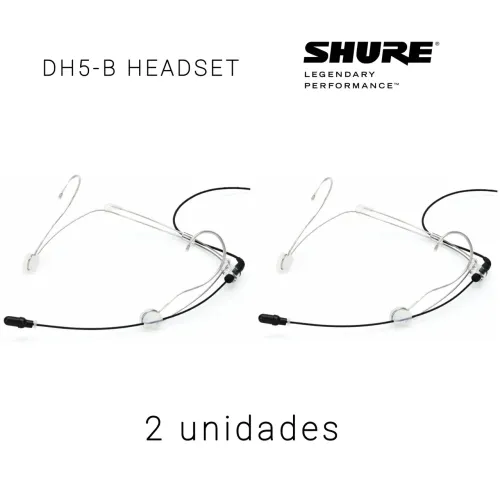 Kit 2 Microfone de headset omnidirecional Shure DuraPlex DH5 com conector TA4F - Preto