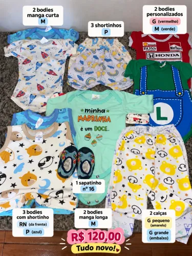 Kit Roupinhas de Bebê Menino Novas - 46 Peças + Acessórios