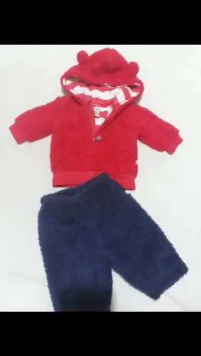Moletom Agasalho Conjunto peluciado quentinho Bebê Teddy Boom Tam 0-3M - Desapego