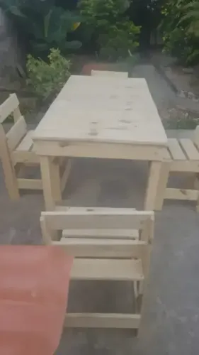 Conjunto Mesa De Madeira Maciça + 4 Cadeiras - Reforçada, lixada,parafusada e colada